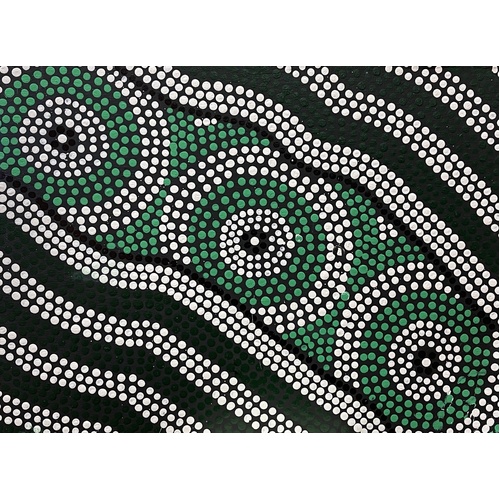 David Miller Aboriginal Art Stretched Canvas (40cm x 30cm) - Sacred Places (Green/Black)