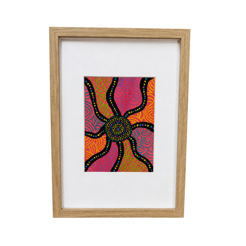 Framed Aboriginal Art [21cm x 30cm] -- Creation Lines