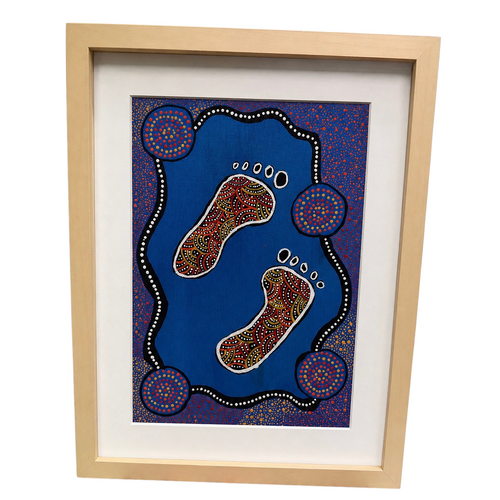 Framed Aboriginal Art [30cm x 40cm] -- Walking Together