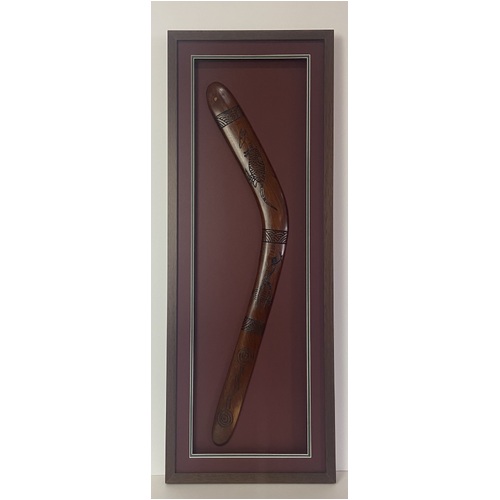 Framed Killer Hunting Boomerang - (Burnt design) - Kangaroo 