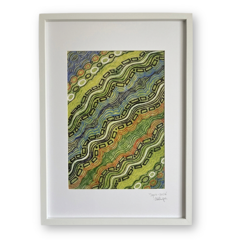 Sandra Angus Aboriginal Art Framed Canvas (62cm x 44.5cm) - After the Rain