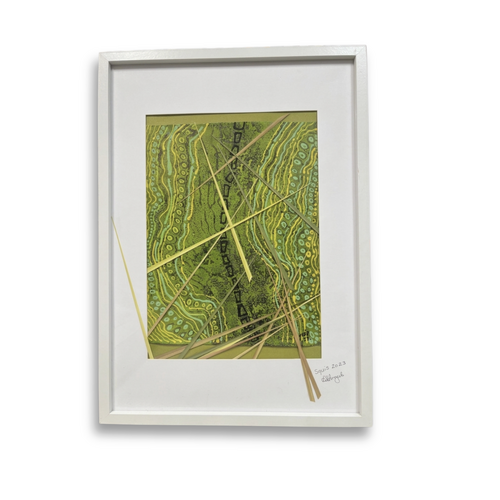 Sandra Angus Aboriginal Art Framed Canvas (62cm x 44.5cm) - Croc or Shop?