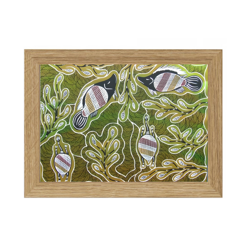 Framed Aboriginal Art PRINT (13cm x 18cm) - Animals in the Mangroves