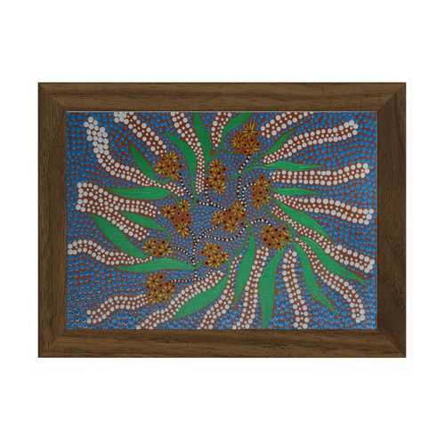 Framed Aboriginal Art PRINT (13cm x 18cm) - Bush Flowers 