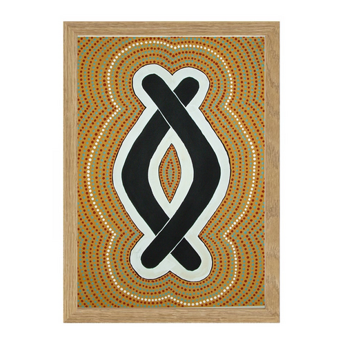 Framed Aboriginal Art Print [21cm x 30cm] - Boomerang Dreaming