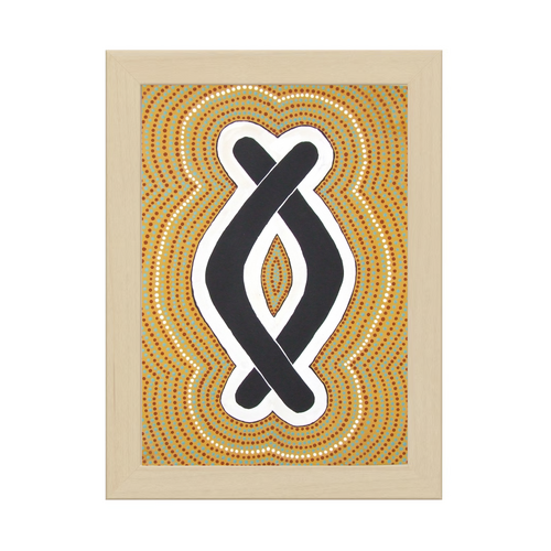  Framed Aboriginal Art PRINT (13cm x 18cm) - Boomerang Dreaming