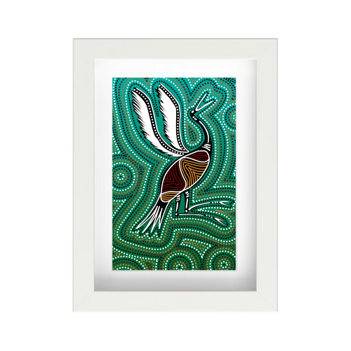Framed Aboriginal Art PRINT (13cm x 18cm) - BROLGA