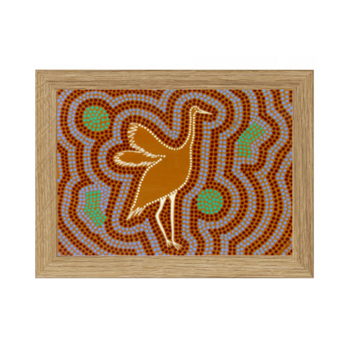 Framed Aboriginal Art PRINT (13cm x 18cm) - Brolga