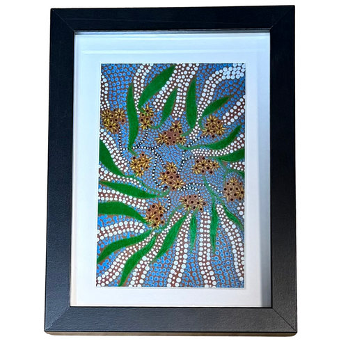 Framed Aboriginal Art Print (15cm x 20cm) - Bush Flowers