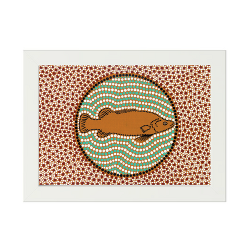 Framed Aboriginal Art PRINT (13cm x 18cm) - Guddhu The Murray Cod