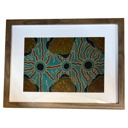Framed Aboriginal Art Print [42cm x 32cm] - The Cooper Basin