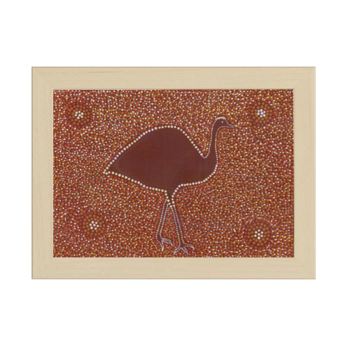 Framed Aboriginal Art PRINT (13cm x 18cm) - Dinewan the Emu [Birch]