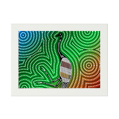 Framed Aboriginal Art PRINT (13cm x 18cm) - Dinewan The Emu