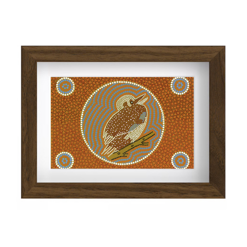 Framed Aboriginal Art PRINT (13cm x 18cm) - Kookaburra