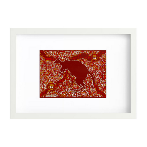 Framed Aboriginal Art Print [21cm x 30cm] - Bohra the Kangaroo