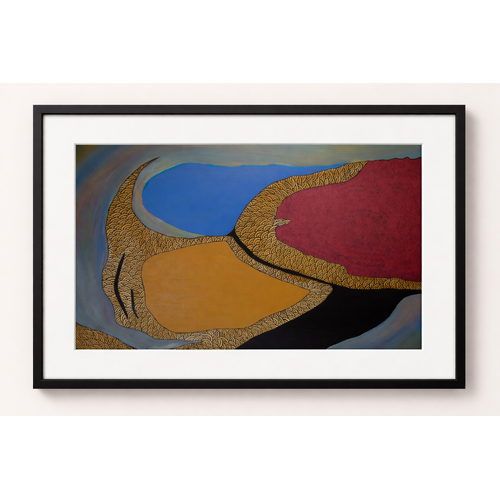 Framed Aboriginal Art Print [40cm x 50cm] - Lake Bindagoly