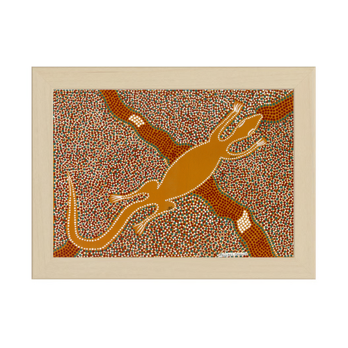 Framed Aboriginal Art PRINT (13cm x 18cm) - Oola The Lizard