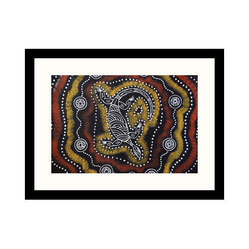Framed Aboriginal Art Print [40cm x 30cm] Oola the Lizard