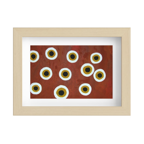 Framed Aboriginal Art PRINT (13cm x 18cm) - Meeting Places 2