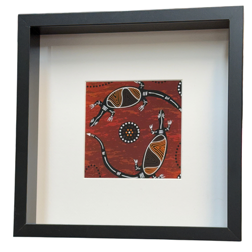 Box Framed Aboriginal Art Print (27cm x 27cm) - Oola the Lizard