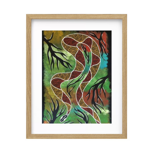Framed Aboriginal Art Print [40cm x 50cm] - Snakes on Country