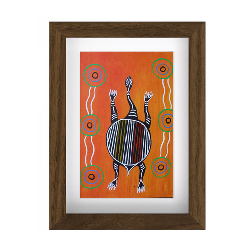 Framed Aboriginal Art PRINT (13cm x 18cm) - Wayamba the Turtle 2 