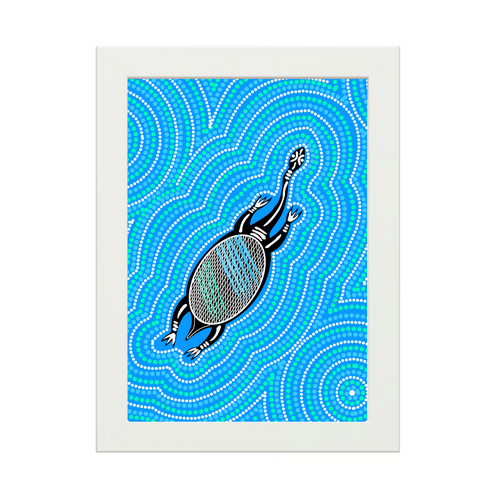 Framed Aboriginal Art PRINT (13cm x 18cm) - Wayamba the Turtle 3