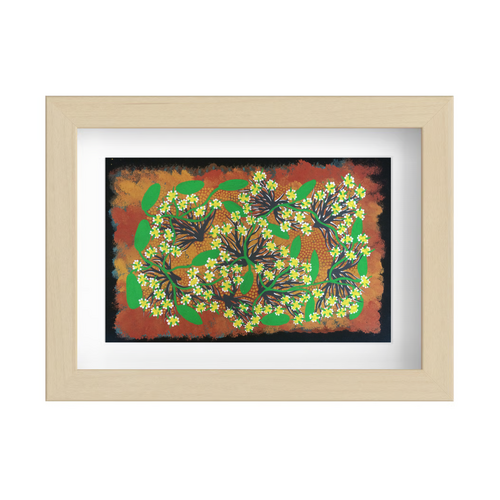 Framed Aboriginal Art PRINT (13cm x 18cm) - Wild Orange