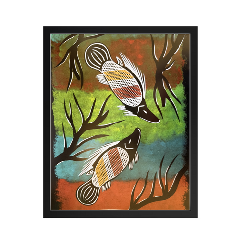 Framed Aboriginal Art Print [40cm x 30cm] - Yellowbelly