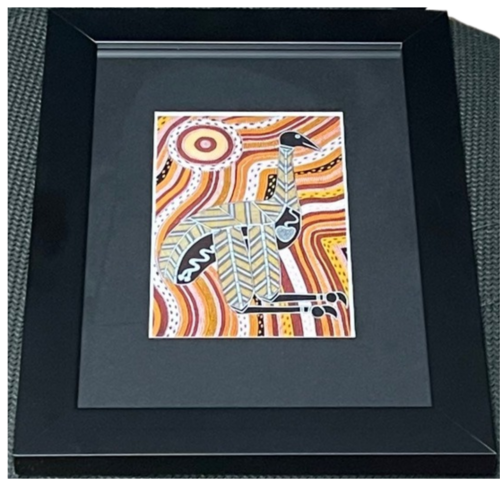 Murra Wolka Large Framed Aboriginal Art Print (25cm x 34cm) - Emu