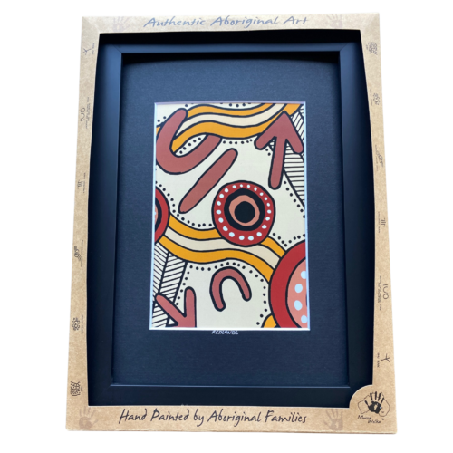 Murra Wolka Large Framed Aboriginal Art Print (25cm x 34cm) - Redlands