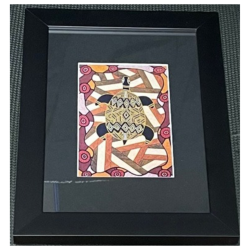 Murra Wolka Large Framed Aboriginal Art Print (25cm x 34cm) - Turtle