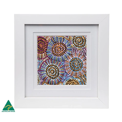 Framed Warlukurlangu Aboriginal Art Print - Edible Fungus Dreaming