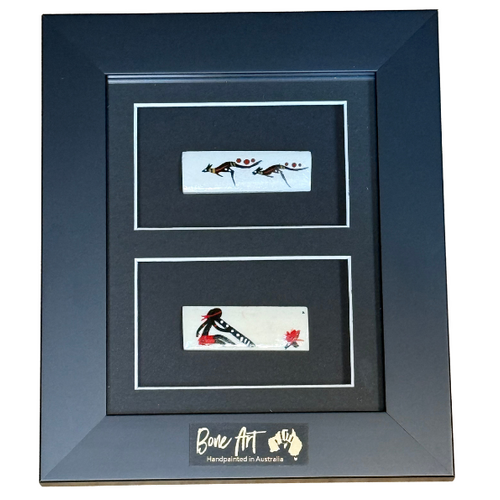 Framed Handpainted Aboriginal Bone Art - 2 in1 Bar