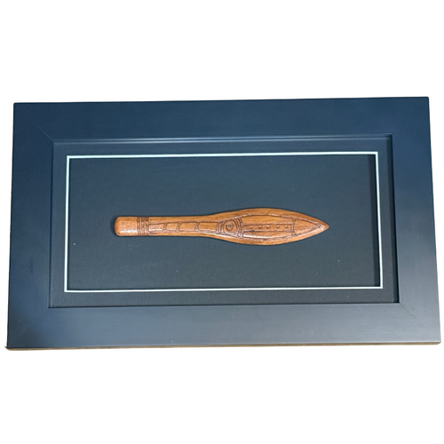 Framed Engraved/Burnt design Aboriginal Spearhead