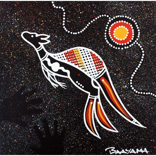 Stephen Hogarth Aboriginal Art Stretched Canvas (20cm x 20cm) - Kangaroo