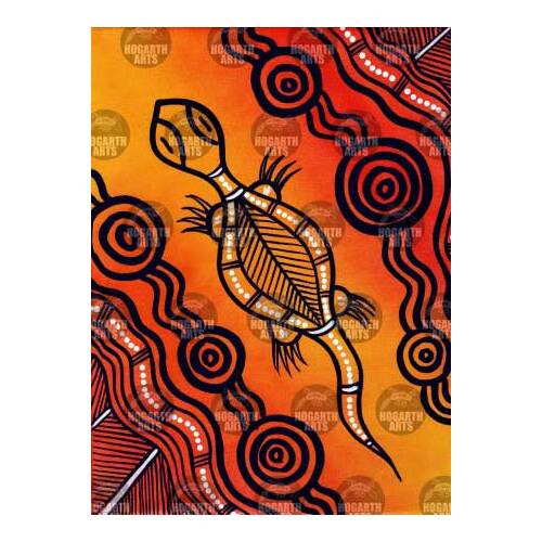 Stephen Hogarth Aboriginal Art Stretched Canvas (30cm x 40cm) - Goanna (Orange)