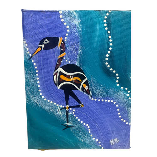 Maree Bradbury Aboriginal Art Stretched Canvas (12cm x 16cm) w/- stand - Herron