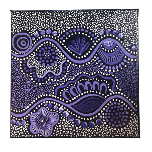 Maree Bradbury Aboriginal Art Stretched Canvas (20cm x 20cm) - Flowers