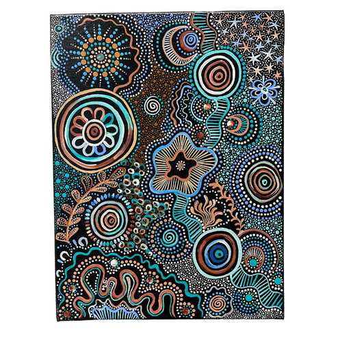 Maree Bradbury Aboriginal Art Stretched Canvas (40cm x 30cm) - Quandamooka Country (Dry Season 1)