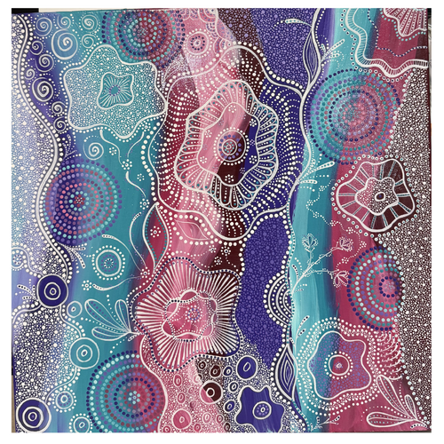 Maree Bradbury Aboriginal Art Stretched Canvas (45cm x 45cm) - My Mother's Country