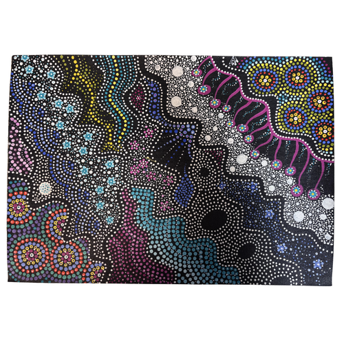 Maree Bradbury Aboriginal Art UNStretched Belgian Linen Canvas (41cm x 29cm) - Spring Flowers