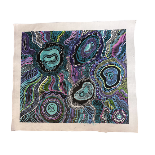 Maree Bradbury Aboriginal Art UNStretched Belgian Linen Canvas (55cm x 49cm) - The Story of Country
