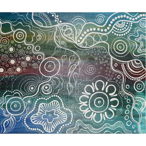 Maree Bradbury Aboriginal Art Stretched Canvas (50cm x 60cm) - Women's Journey