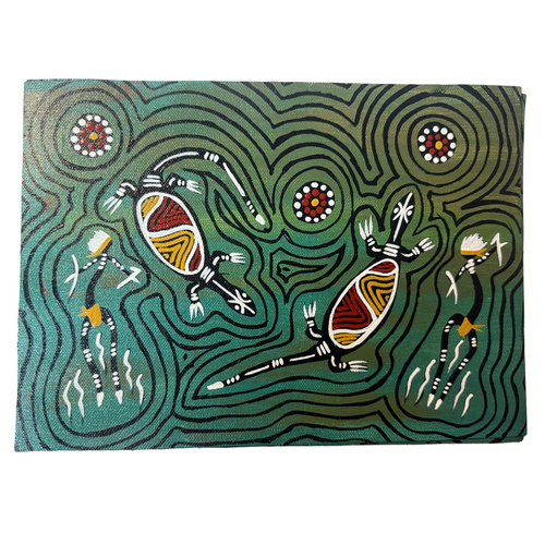Unstretched Handpainted Aboriginal Art A4 Canvas (21cm x 29cm) - Goanna Connection