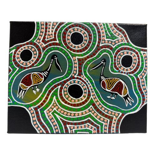 Original Aboriginal Art Painting Stretched Canvas (25cm x 20cm ) - Goolay-Yali the Pelican
