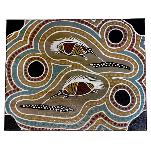 Original Aboriginal Art Painting Stretched Canvas (25cm x 20cm ) - Porcupine