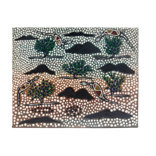 Original Aboriginal Art Painting Stretched Canvas (25cm x 20cm ) - Rock Lizards
