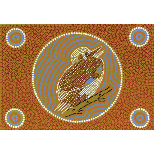 Aboriginal Art Print on Stretched Canvas (30cm x 20cm) - Goo-Goor-Ga-Ga the Kookaburra