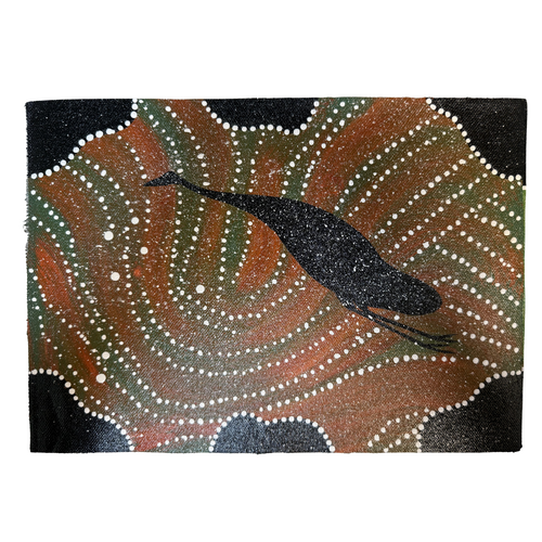 Unstretched Handpainted Aboriginal Art A4 Canvas (21cm x 29cm) - Emu in the Stars